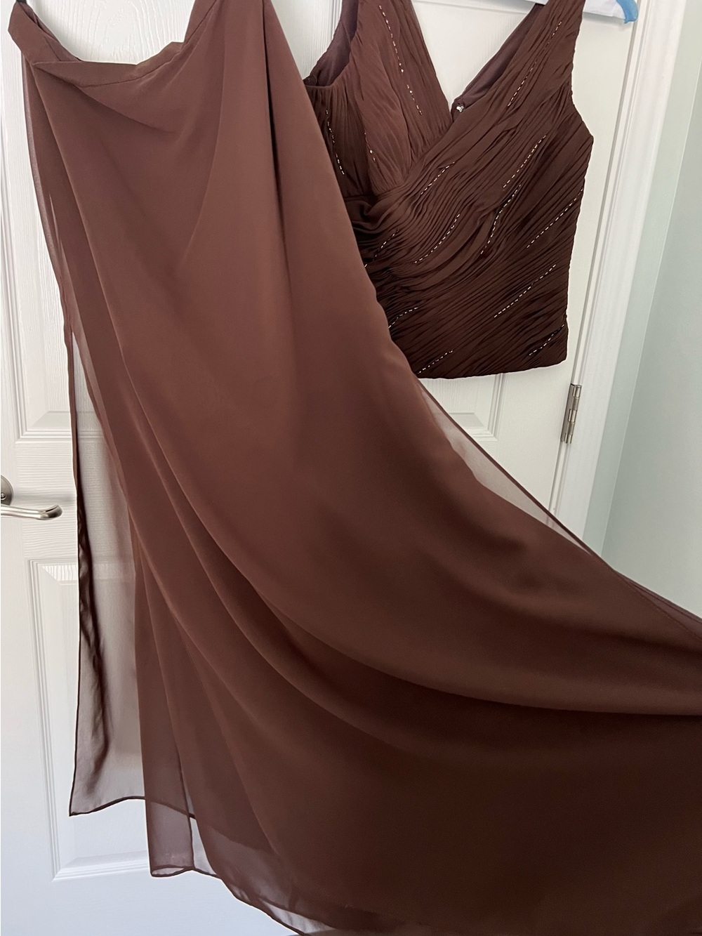 Alfred Angelo Brown Two-Piece Evening Gown Set